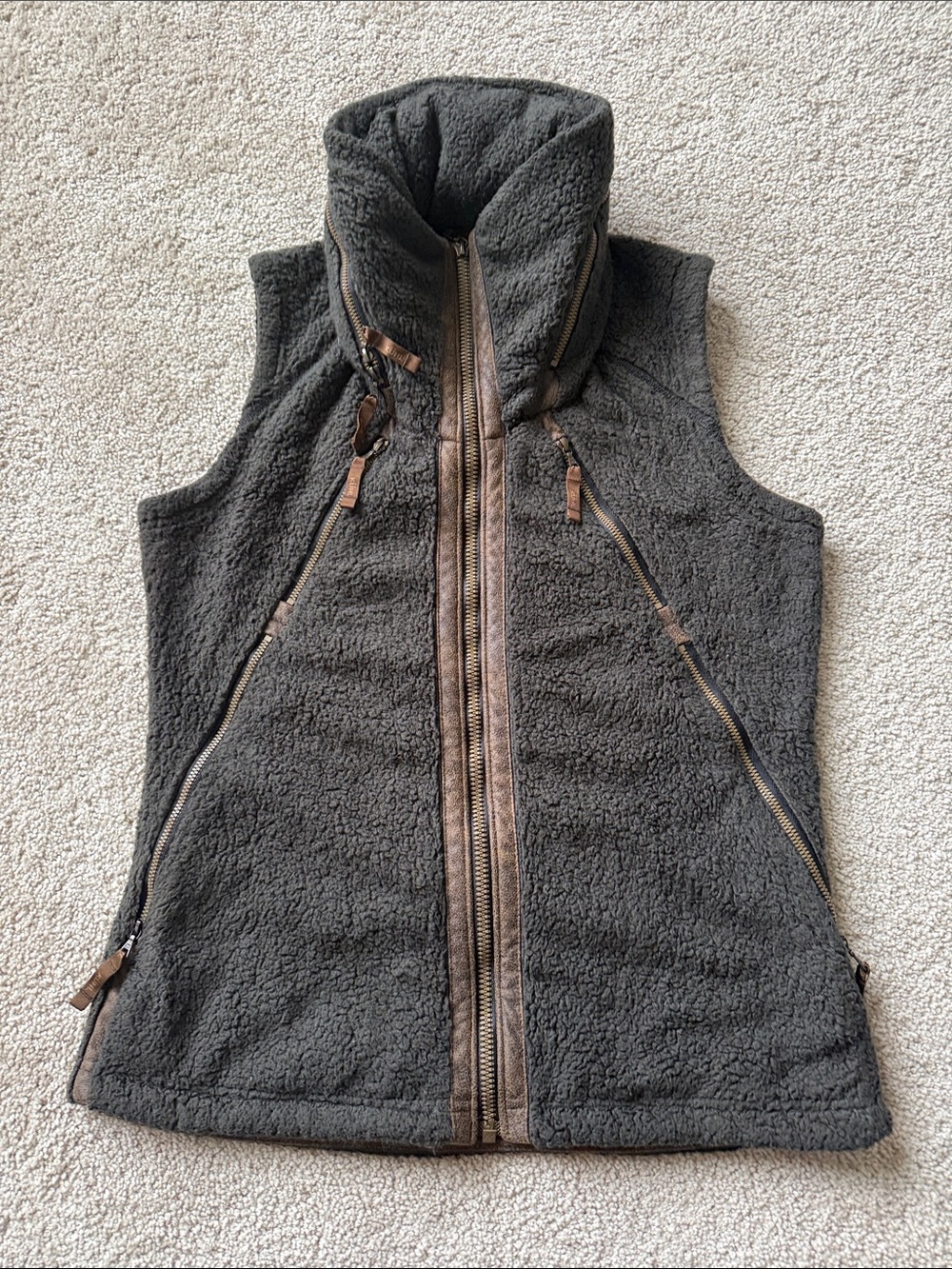 Kuhl Flight Vest Breen Brown Green Fleece Hoodie Zip Up - Picture 5 of 11